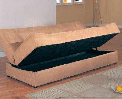 Armless Fabric Convertible Sofa Bed with Storage