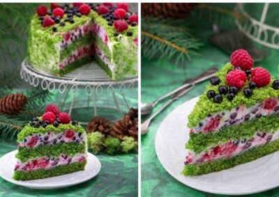 tort liesnoi mokh intieriesnyi tort s nieobychnym zielienym biskvitom основное фото рецепта