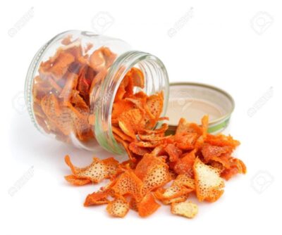 28027320 Orange dried peel Isolated on white background Stock Photo